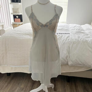 ethereal floral lace pale blue slip dress